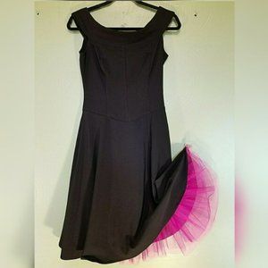 RUBY ROX Black Hot Pink Netting Fit and Flare Slip-on Dress Juniors Size 7